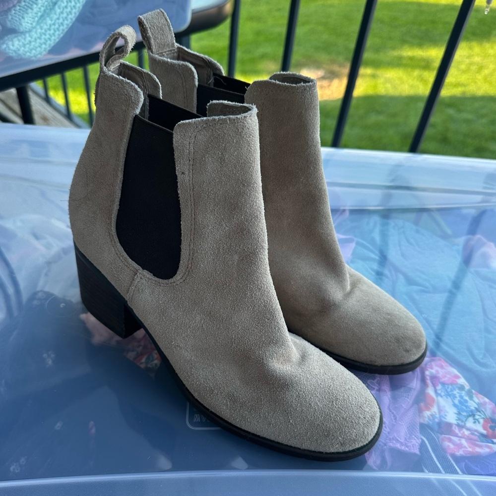 Brown and Taupe Leather Booties